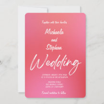Moderne Hochzeitseinladung im rosanen und orangen 