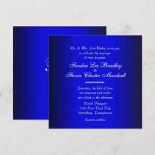 Moderne Hochzeitseinladung in Blau und Schwarz Einladung