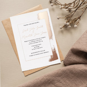 Moderne Hochzeitseinladung mit bemalten Goldfolien Folieneinladung