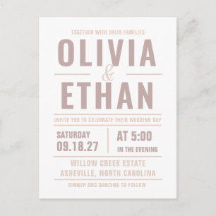 Moderne Hochzeitseinladung mit Typografie Postkarte
