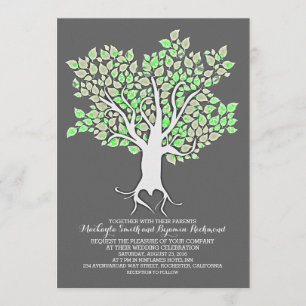 Moderne Hochzeitseinladungen in einem kleinen Baum Einladung