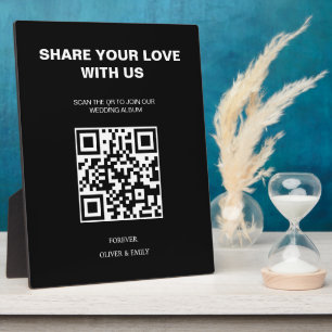 Moderne Hochzeitseinladungen mit QR-Code Fotoplatte
