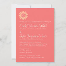 Moderne Hochzeitsempfehlung für Coral & Peach