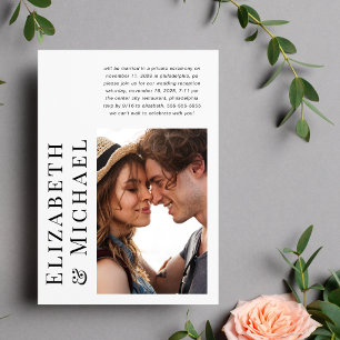 Moderne Hochzeitsempfehlung für Foto nach Elopemen Einladung