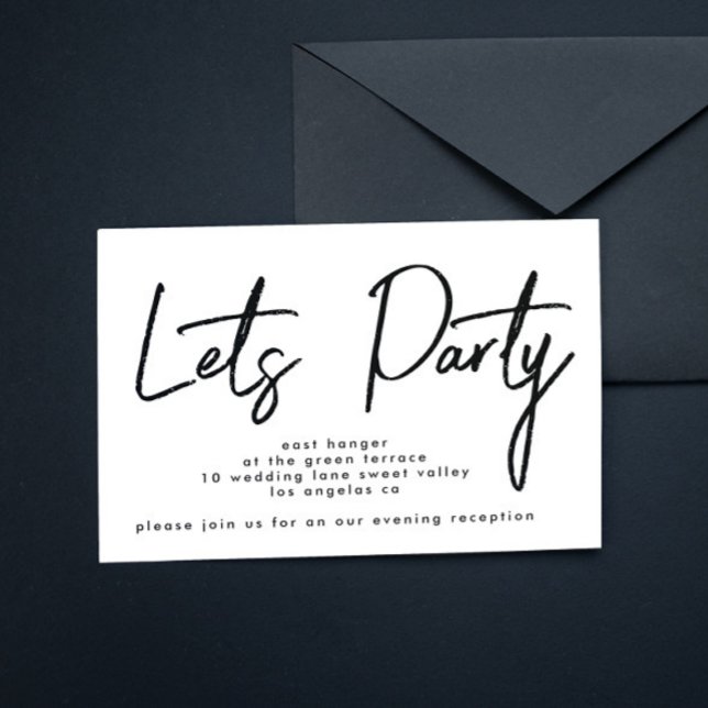 Moderne Hochzeitsempfehlung für Party Schwarz-weiß Einladung (Von Creator hochgeladen)