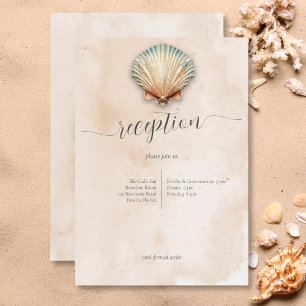 Moderne Hochzeitsempfehlung für Seashell Sand an d Begleitkarte