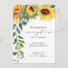 Moderne Hochzeitsempfehlung für Sonnenblumen Begleitkarte