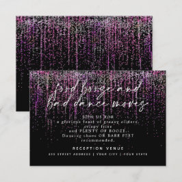 Moderne Hochzeitsempfehlung Magenta Glitzer Einladung