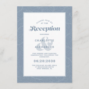 Moderne Hochzeitsfeier Dusty Blue Muster Begleitkarte