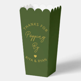 Moderne Hochzeitsfeier Grün und Gold Popcorn Geschenkschachtel