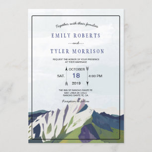 Moderne Hochzeitsfeier im Wald von Bergen Einladung