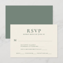 Moderne Hochzeitsfeier mit grünem Text RSVP Karte