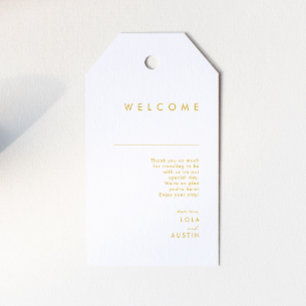 Moderne Hochzeitsfeier mit Minimalistischem Gold S Geschenkanhänger