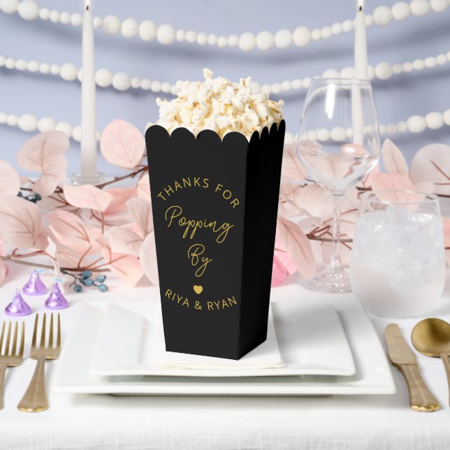 Moderne Hochzeitsfeier schwarz-goldenes Popcorn Geschenkschachtel (Hochzeit)