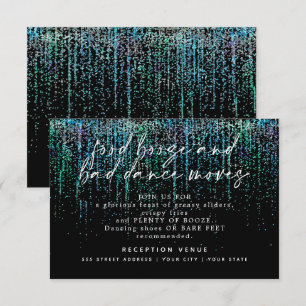 Moderne Hochzeitsfeier Teal Aqua Glitter Einladung