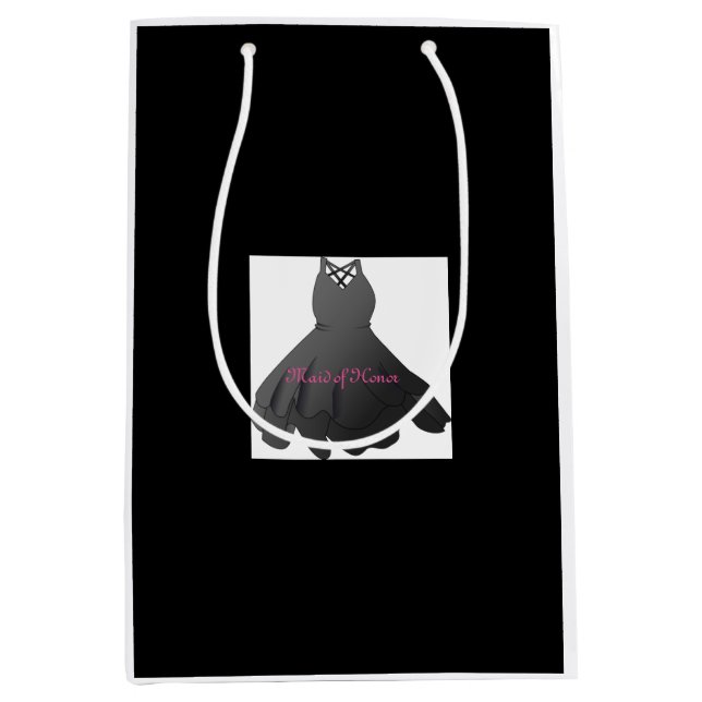 Moderne Hochzeitsfeier Trauzeugin Dress Geschenkta Mittlere Geschenktüte (Vorderseite)