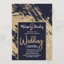 Moderne Hochzeitsfeiern in Gold Navy Blue Glitzer