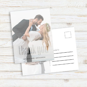 Moderne Hochzeitsfoto-Dankeskarten Postkarte