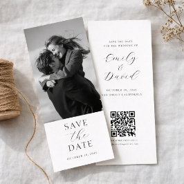 Moderne Hochzeitsfoto-Save-the-Date-Karte mit QR-C Save The Date