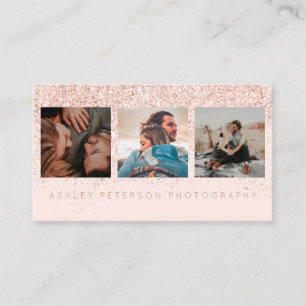 Moderne Hochzeitsfotografie Rose Goldtypografie Visitenkarte