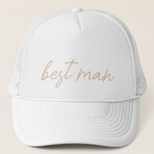 Moderne Hochzeitsgesellschaft   Beige Schrift Truckerkappe
