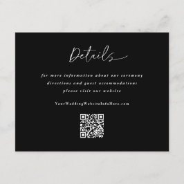 Moderne Hochzeitshandschrift schwarzer Details QR- Begleitkarte