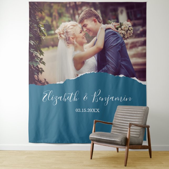 Moderne Hochzeitskabine mit Foto Wandteppich (Beispiel)