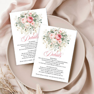 Moderne Hochzeitskarte mit floralem Goldrand und r Begleitkarte