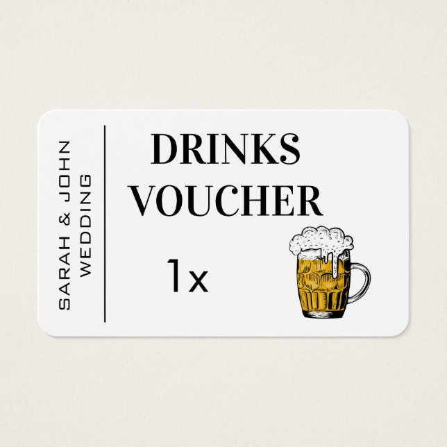 Moderne Hochzeitskarte mit kostenfreiem Drink Busi (Vorderseite)