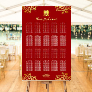 Moderne Hochzeitskarte mit roter Blüte Poster