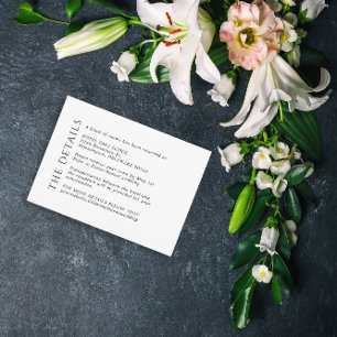 Moderne Hochzeitskarte mit Schwarz-weißen Details Begleitkarte