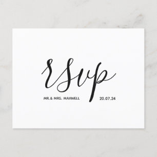 Moderne Hochzeitskarte Rsvp schwarz und weiß Ankündigungspostkarte