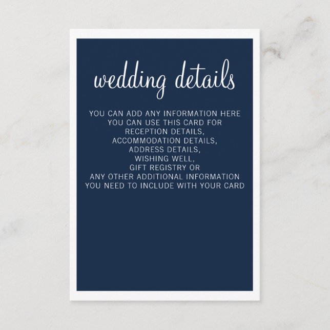 Moderne Hochzeitskarten der Marine Begleitkarte (Vorderseite)