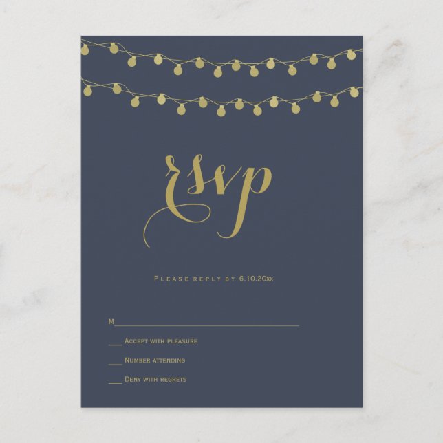 Moderne Hochzeitslichter in Gold - Hochzeitskarten Einladungspostkarte (Vorderseite)