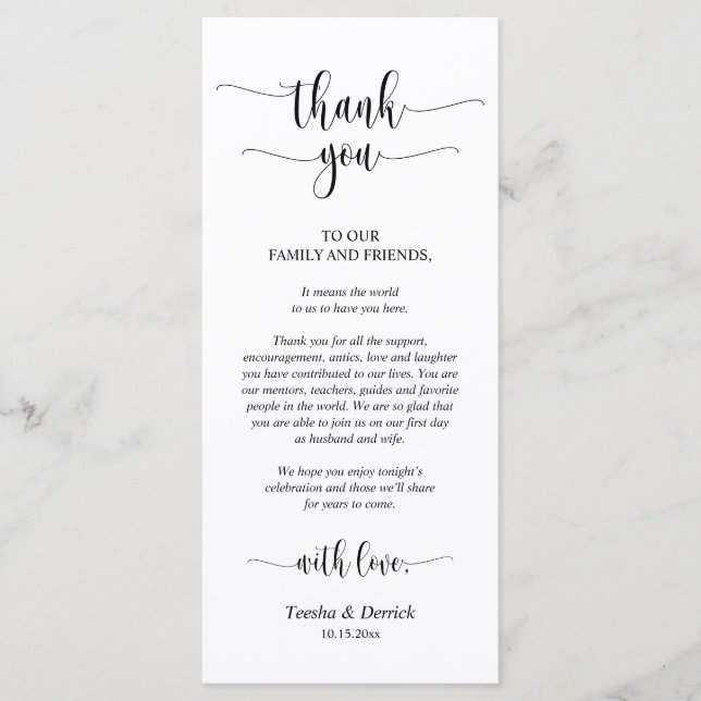 Moderne Hochzeitsmahlzeit - Ort zum Dank Prog Programm (Vorderseite)