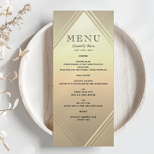 Moderne Hochzeitsmenükarte mit Goldfolie Menükarte