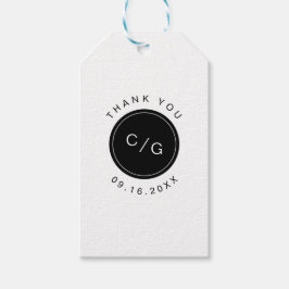 Moderne Hochzeitsmonogramm in Schwarz-Weiß-Technik Geschenkanhänger