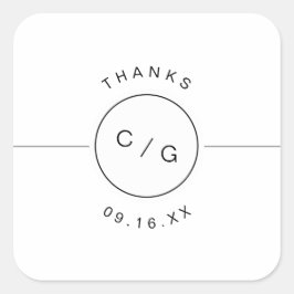 Moderne Hochzeitsmonogramm in Schwarz-Weiß-Technik Quadratischer Aufkleber