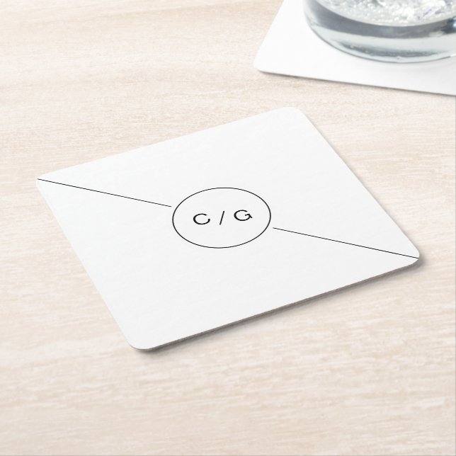 Moderne Hochzeitsmonogramm in Schwarz-Weiß-Technik Rechteckiger Pappuntersetzer (angewinkelt)