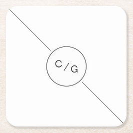 Moderne Hochzeitsmonogramm in Schwarz-Weiß-Technik Rechteckiger Pappuntersetzer