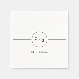Moderne Hochzeitsmonogramm in Schwarz-Weiß-Technik Serviette