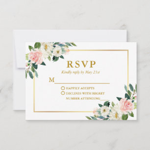 Moderne Hochzeitsnacht in Aquarell Rosa RSVP Karte