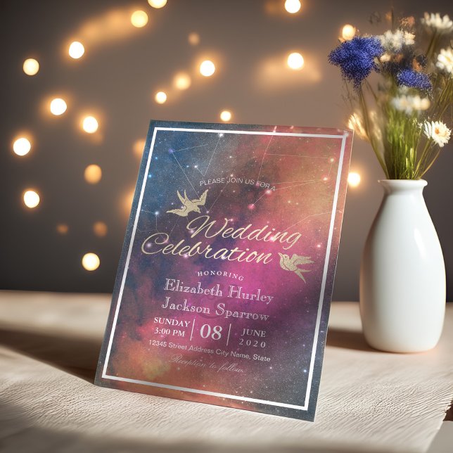 Moderne Hochzeitsnacht-Sternengalaxie-Konstellatio Einladung (Von Creator hochgeladen)