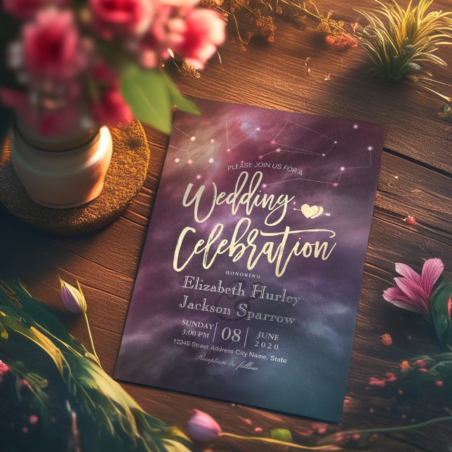 Moderne Hochzeitsnacht-Sternengalaxie-Konstellatio Einladung (Von Creator hochgeladen)