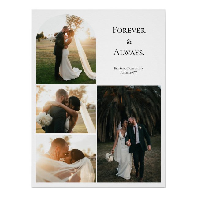Moderne Hochzeitspaar-Jubiläum 4-Foto-Collage Poster (Vorderseite)