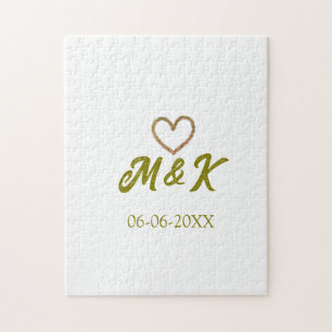 Moderne Hochzeitspaar-Name-Buchstabe Golden Heart