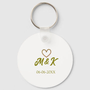 Moderne Hochzeitspaar-Name-Buchstabe mit goldenem Schlüsselanhänger