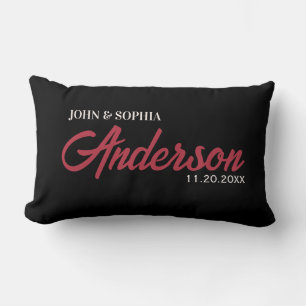 Moderne Hochzeitspaare Name Datum Elfenbeinfarbene Lendenkissen