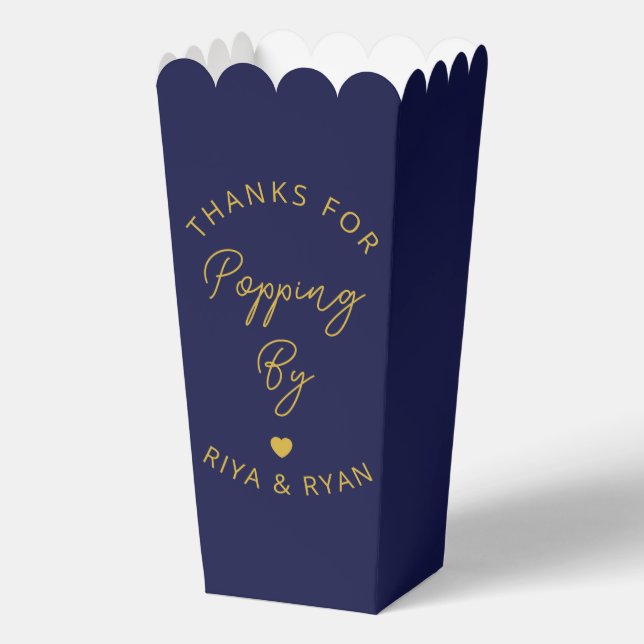 Moderne Hochzeitsparty Marine und Gold Popcorn Geschenkschachtel (Vorderseite)