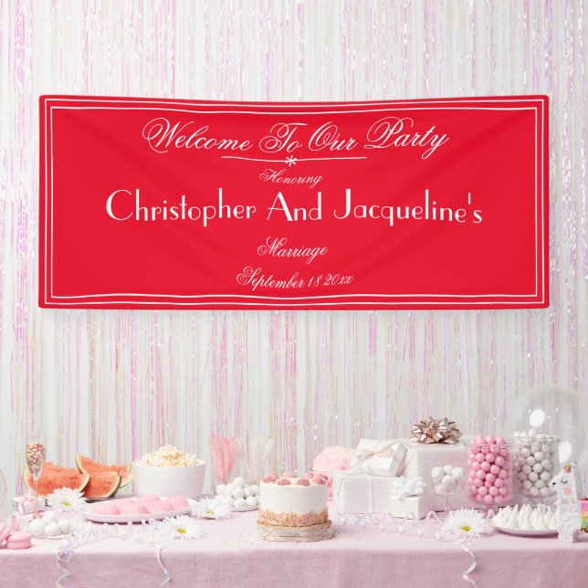 Moderne Hochzeitsparty Script Romantische Rote Beg Banner (Party)
